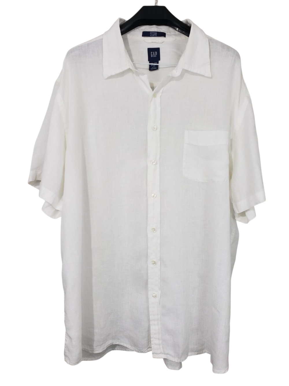 Gap Men's White Short Sleeve Linen Button Up Pocket Shirt Size XXL